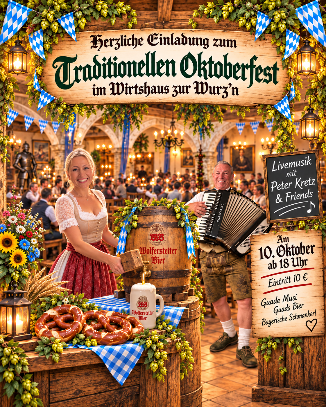 Sabrina zapft frisches Bier im Wirtshaus zur Wurz’n